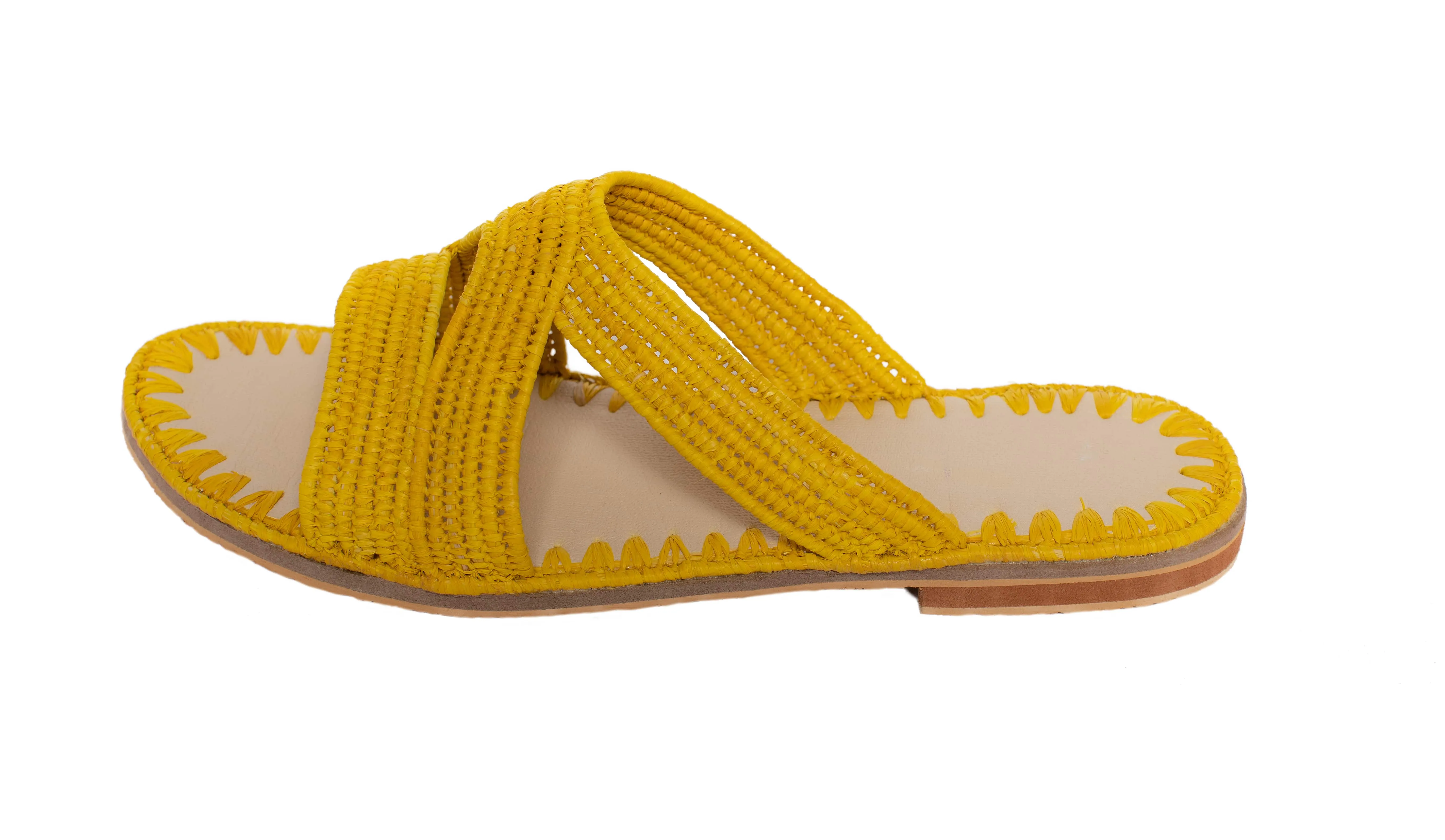 Raffia Slippers Habeeba in Yellow