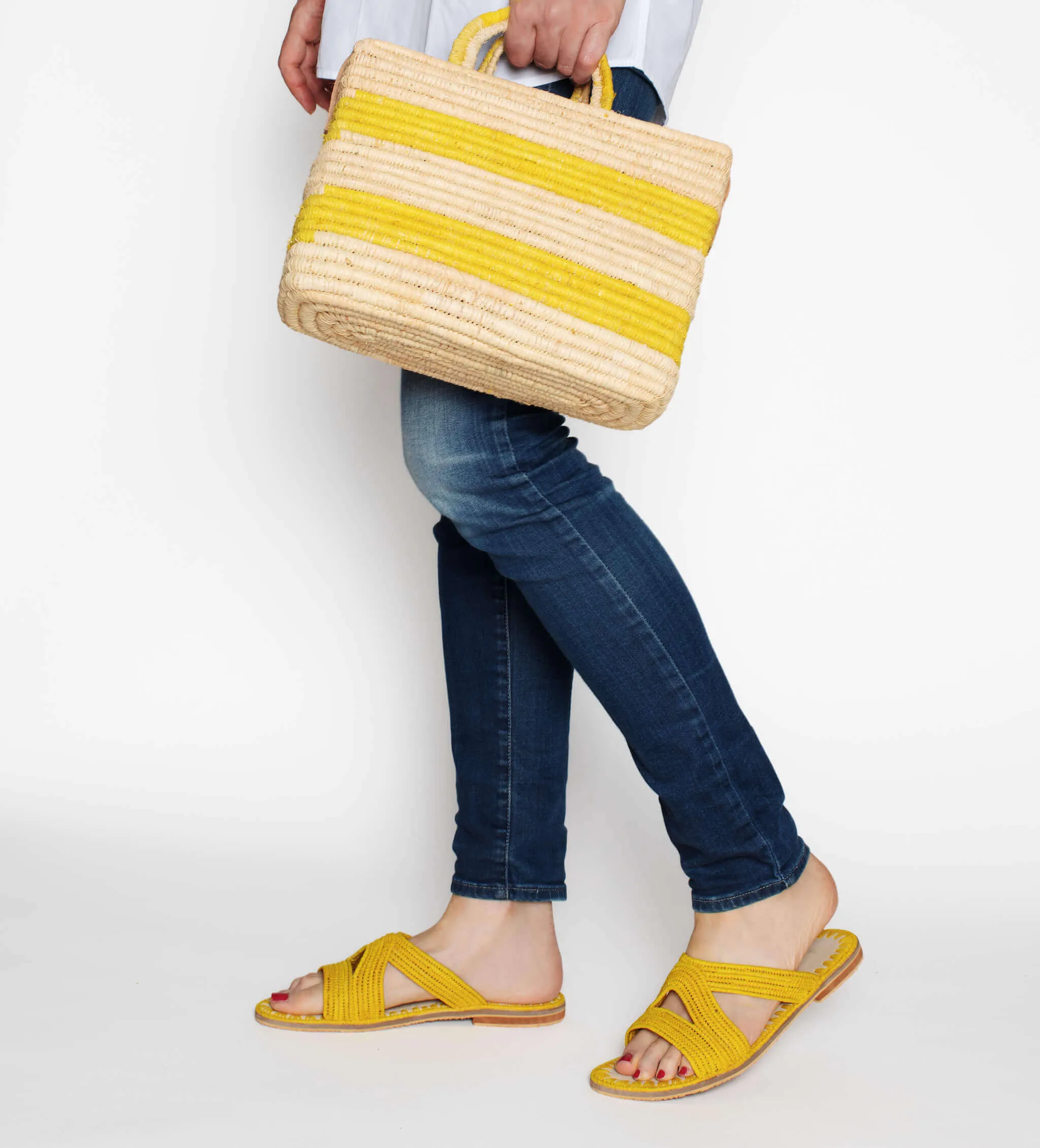 Raffia Slippers Habeeba in Yellow