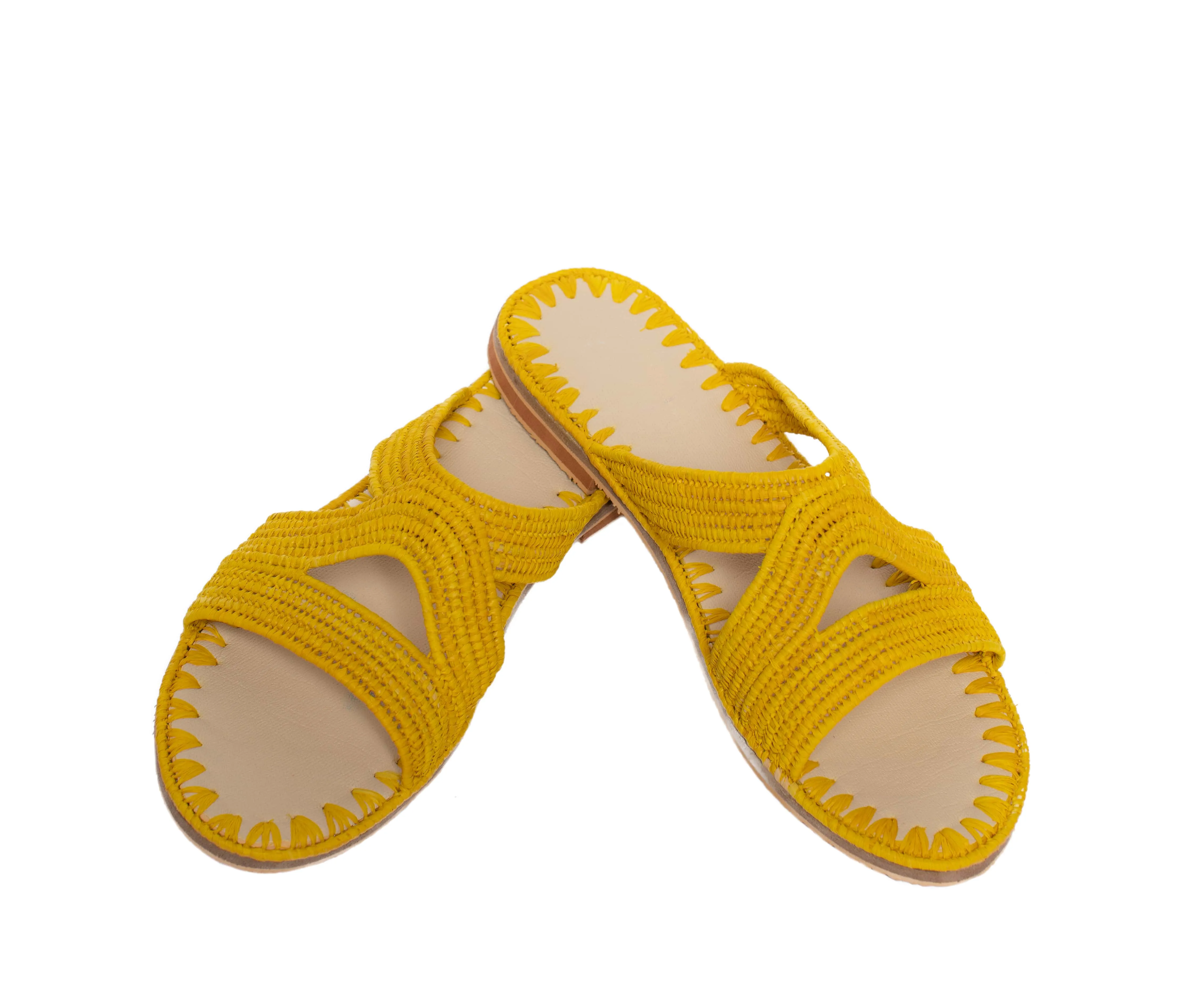 Raffia Slippers Habeeba in Yellow