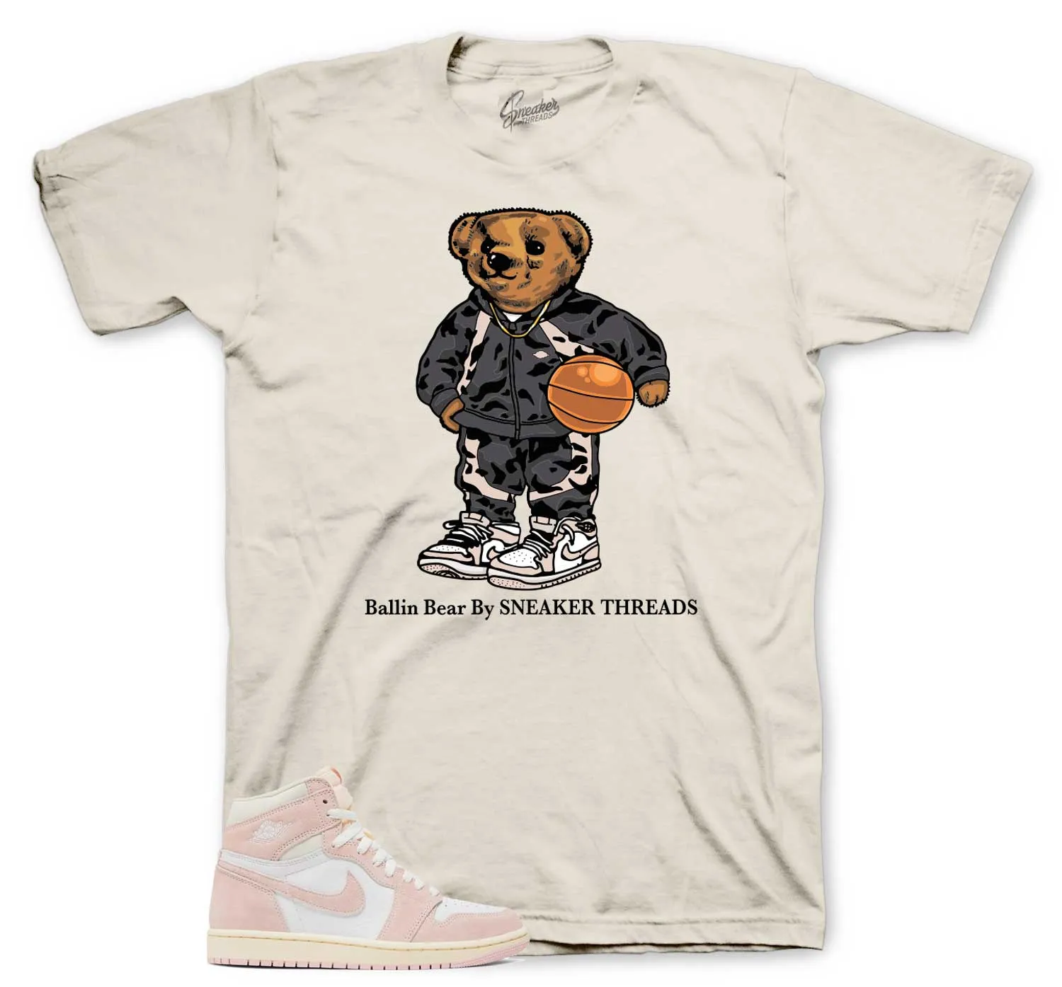 Retro 1 Washed Pink Shirt - Ballin Bear - Natural