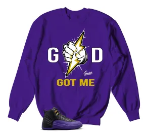 Retro 12 Field Purple God Got Me Sweater