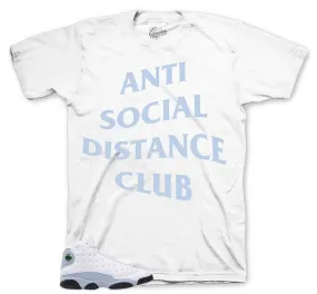 Retro 13 Blue Grey Shirt - Social Distance - White