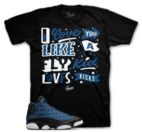 Retro 13 Brave Blue Shirt - Love Kicks - Black