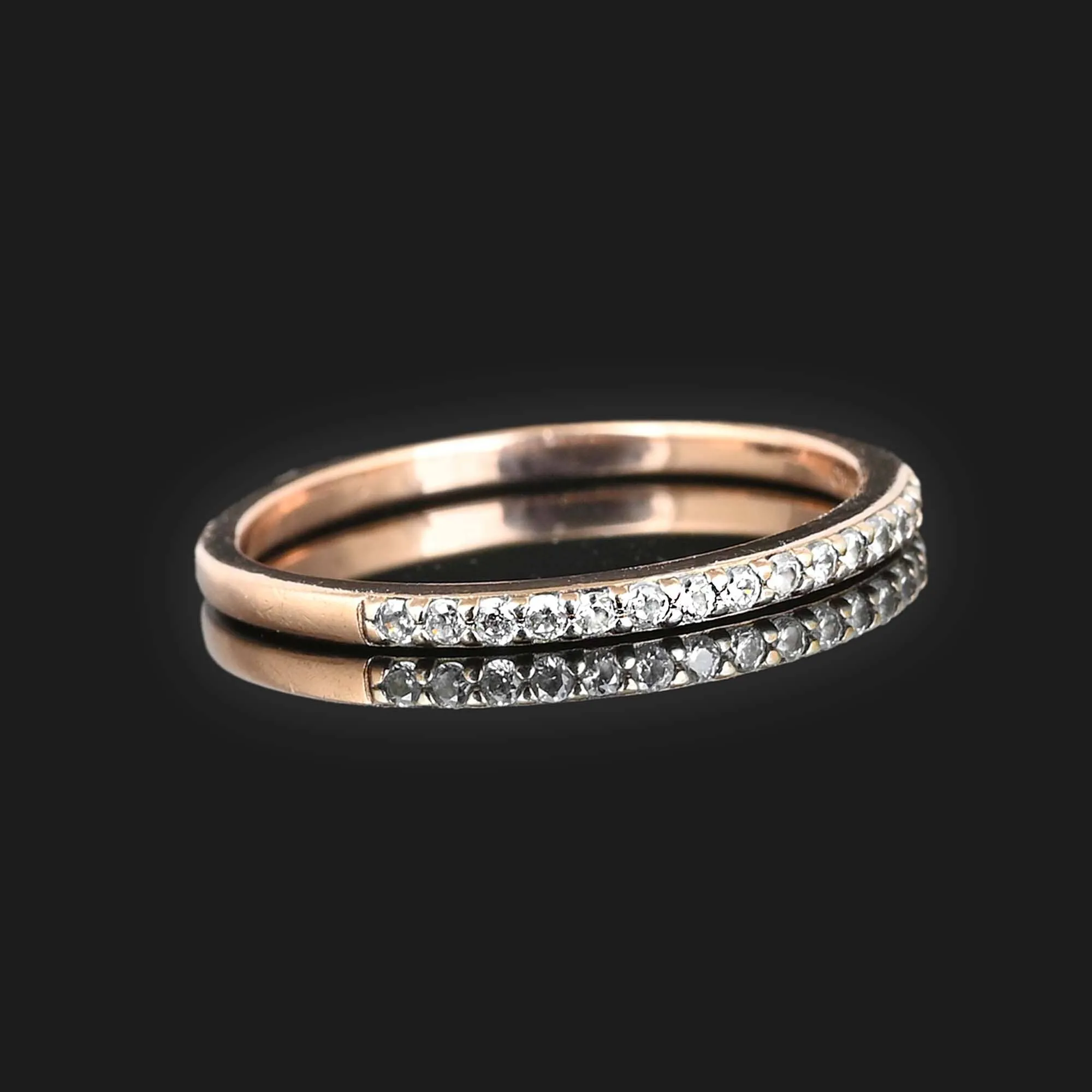 Rose Gold Silver Thin Diamond Band Ring