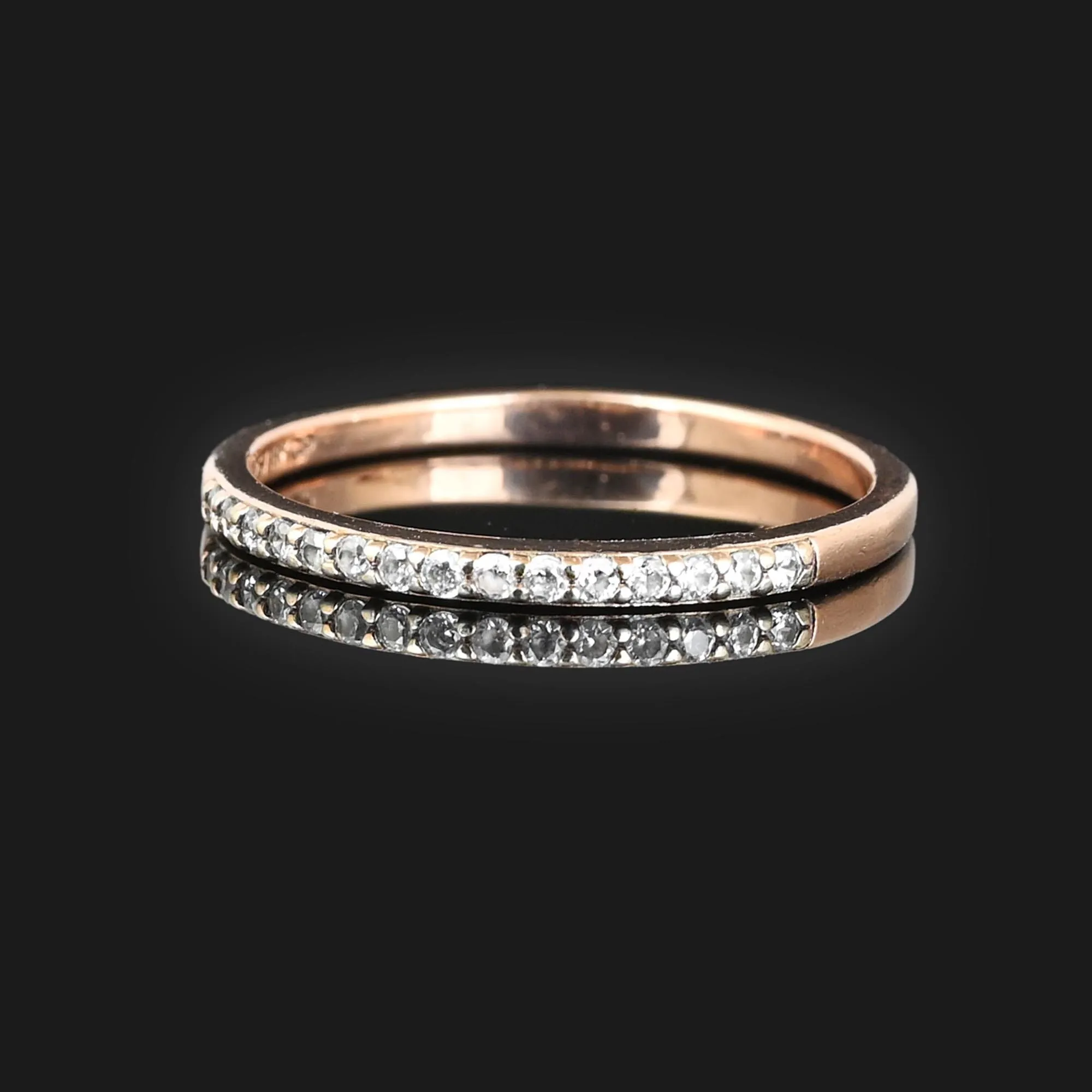 Rose Gold Silver Thin Diamond Band Ring