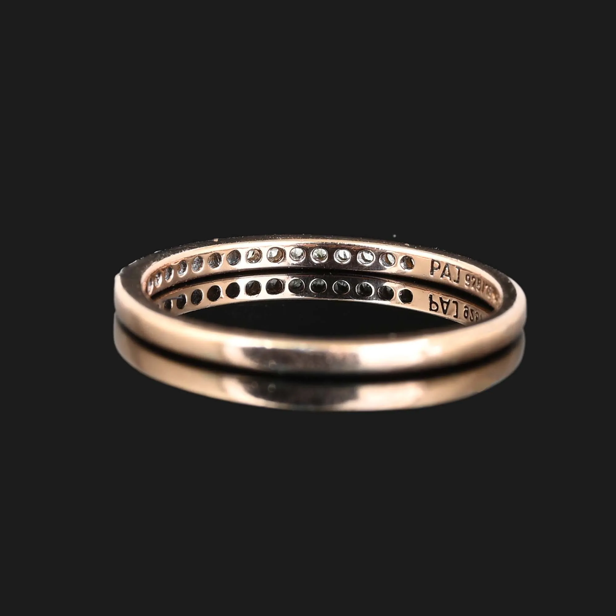 Rose Gold Silver Thin Diamond Band Ring