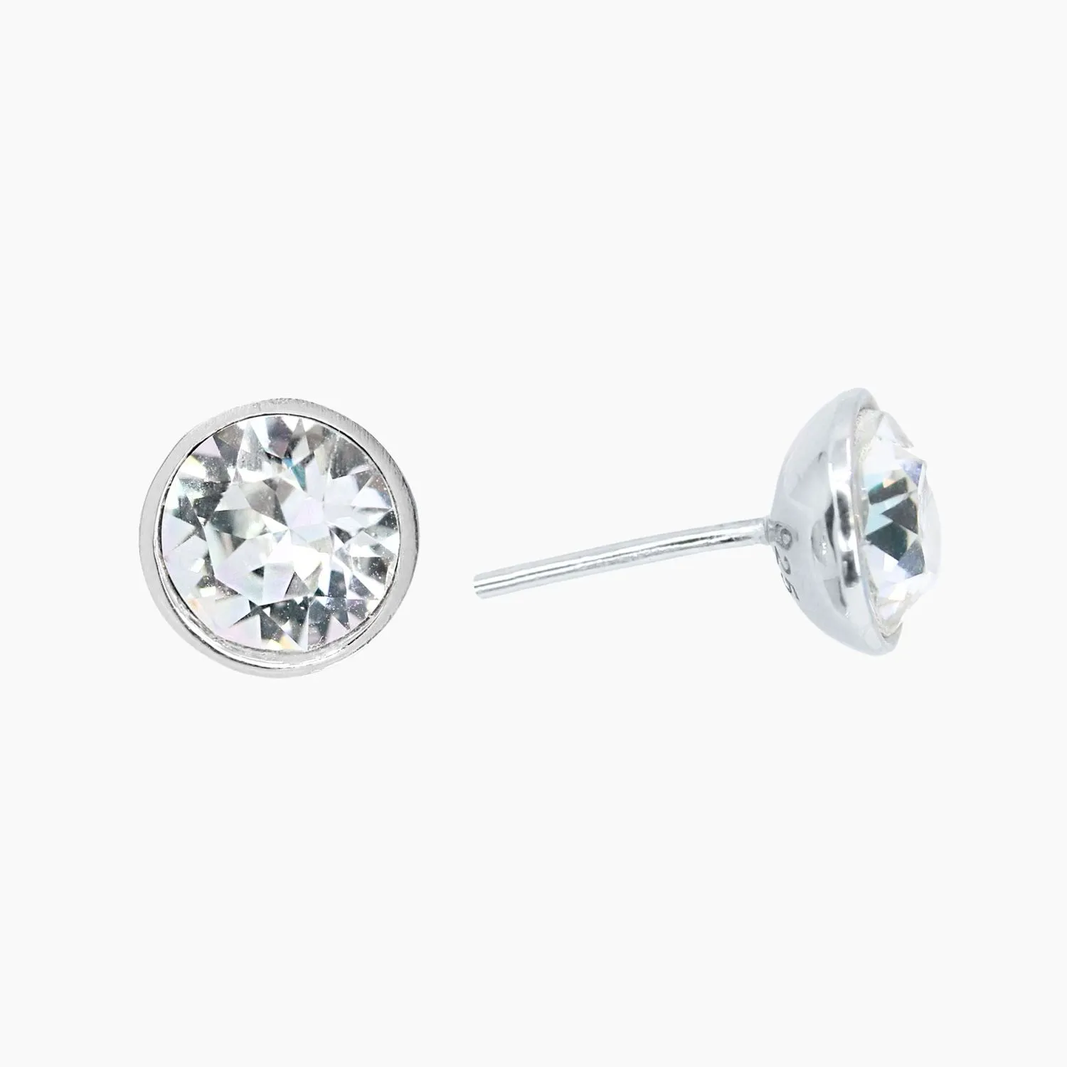 Round Crystal Bezel-Set Post Earrings