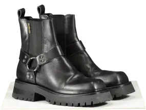 Russell & Bromley Black Leather Buckle Detail Biker Boots UK 5 EU 38 👠