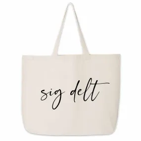 Sigma Delta Tau Script Writing Nickname Canvas Tote Bag