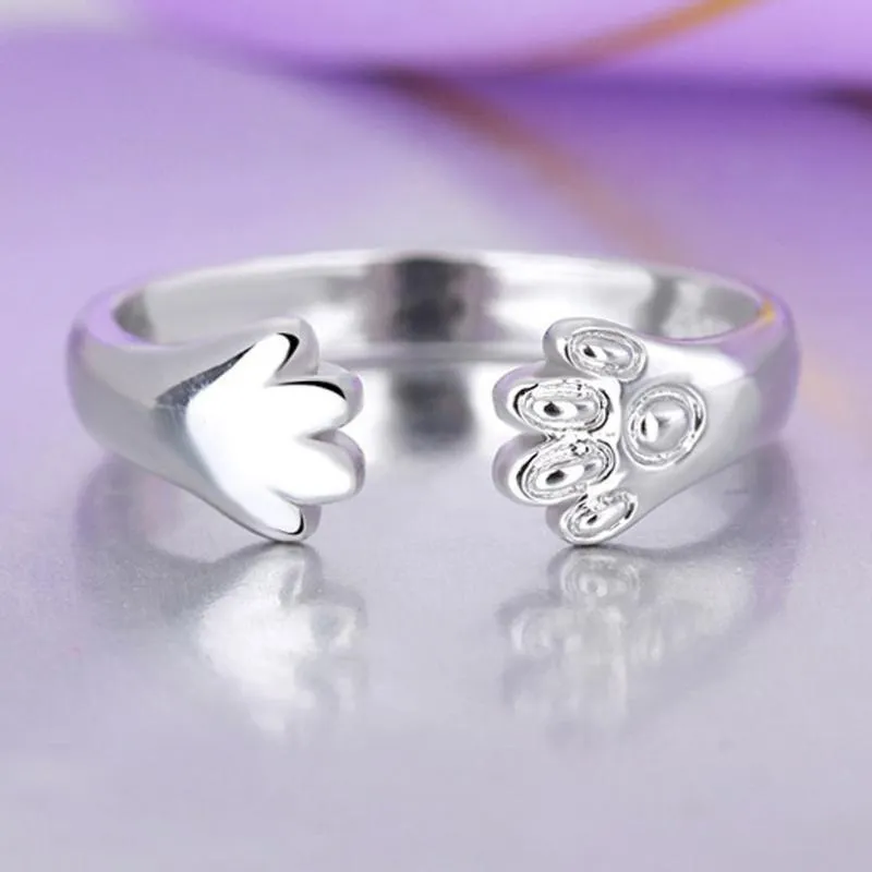 Silver Paws Adorable Silver Adjustable Ring or Toe Ring