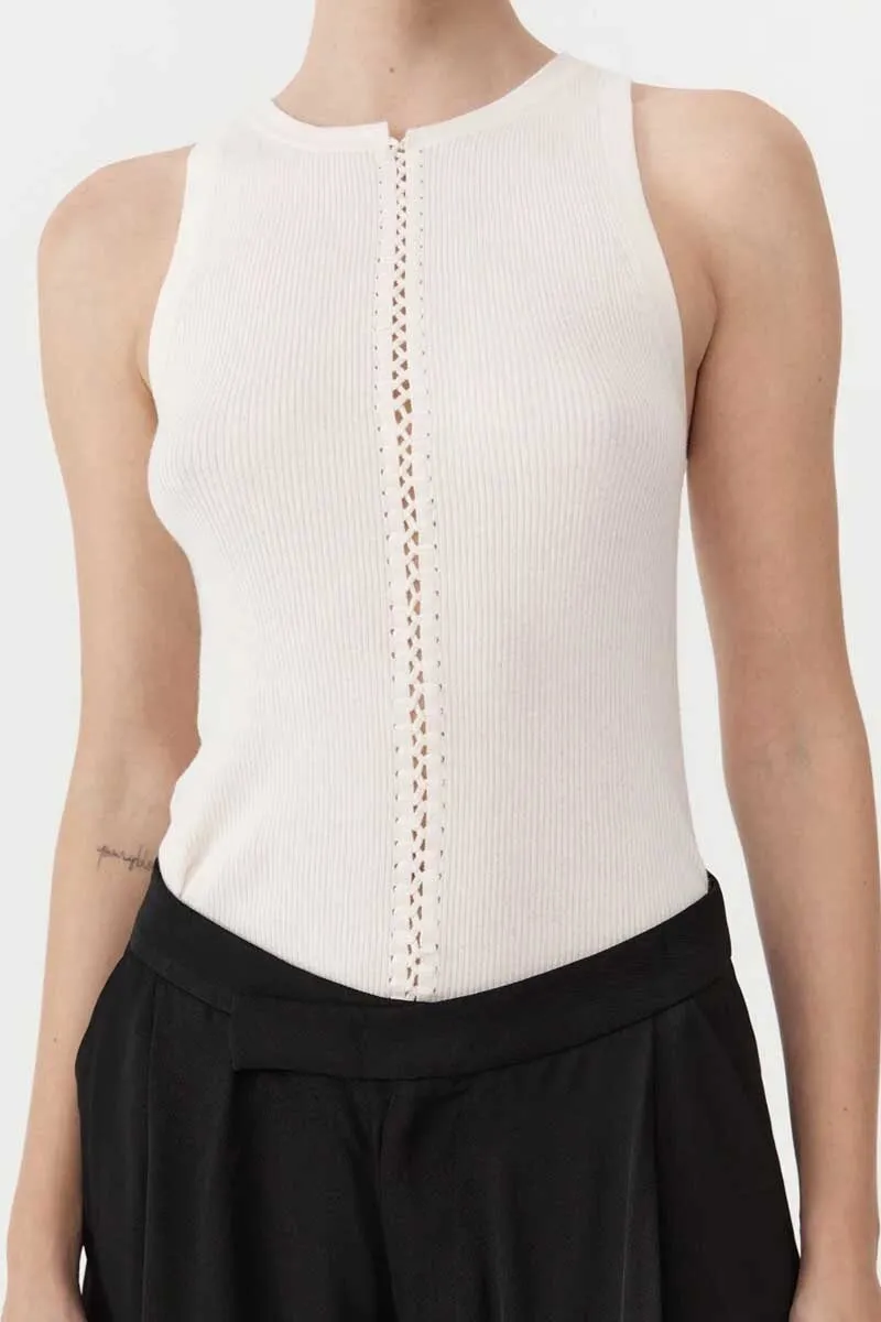 STITCH DETAIL TANK-IVORY