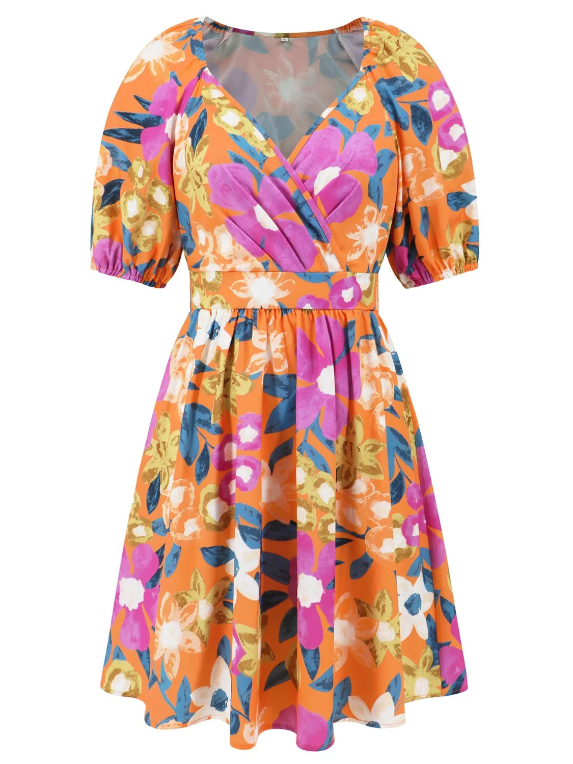 Sunset and Swim  Printed Surplice Short Sleeve Dress