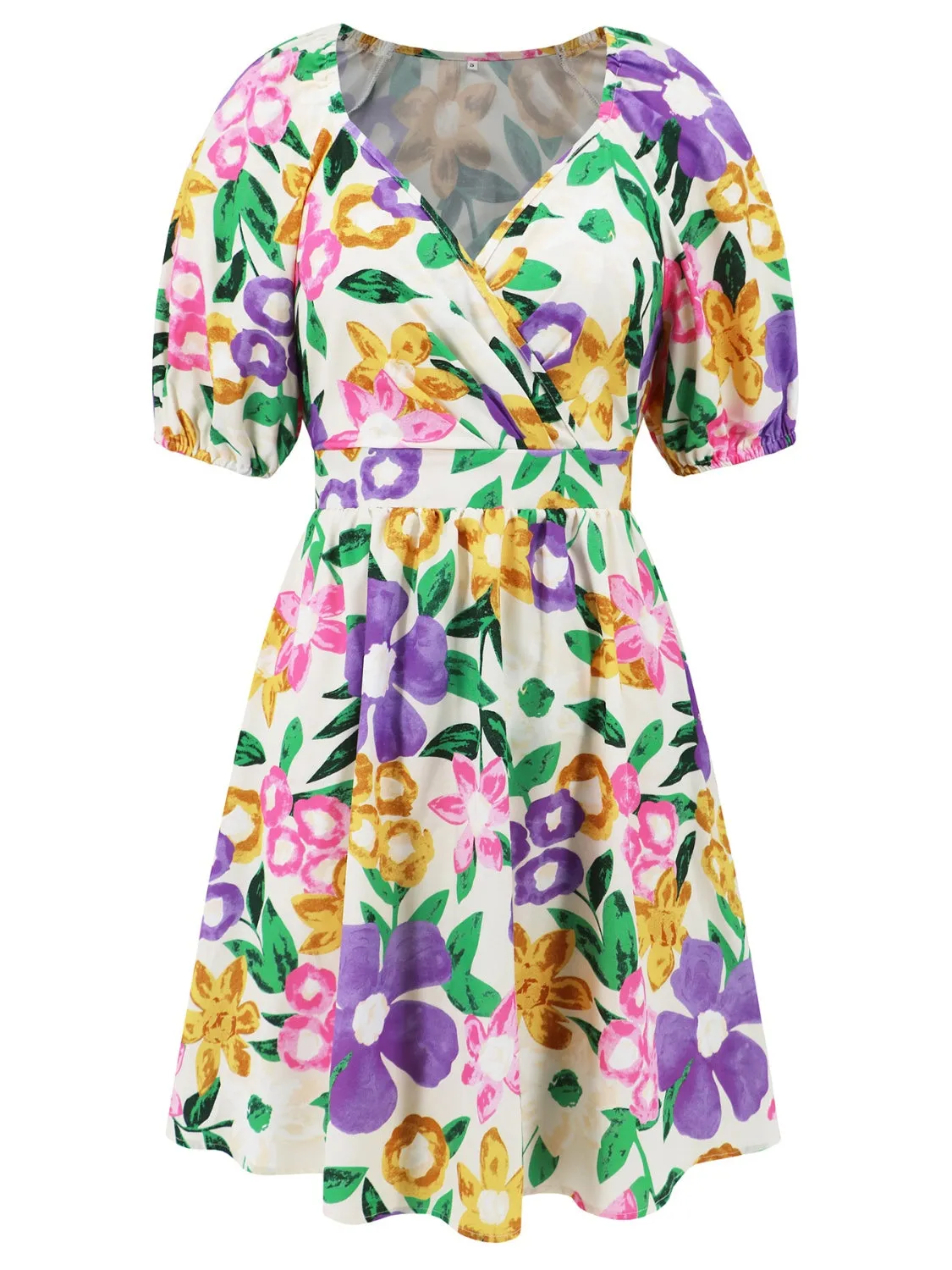 Sunset and Swim  Printed Surplice Short Sleeve Dress