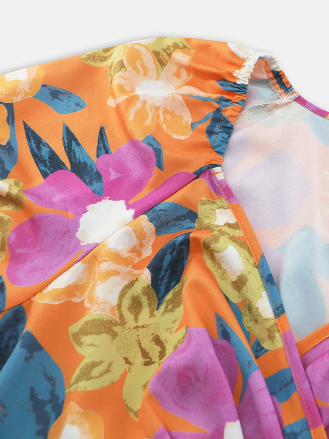 Sunset and Swim  Printed Surplice Short Sleeve Dress