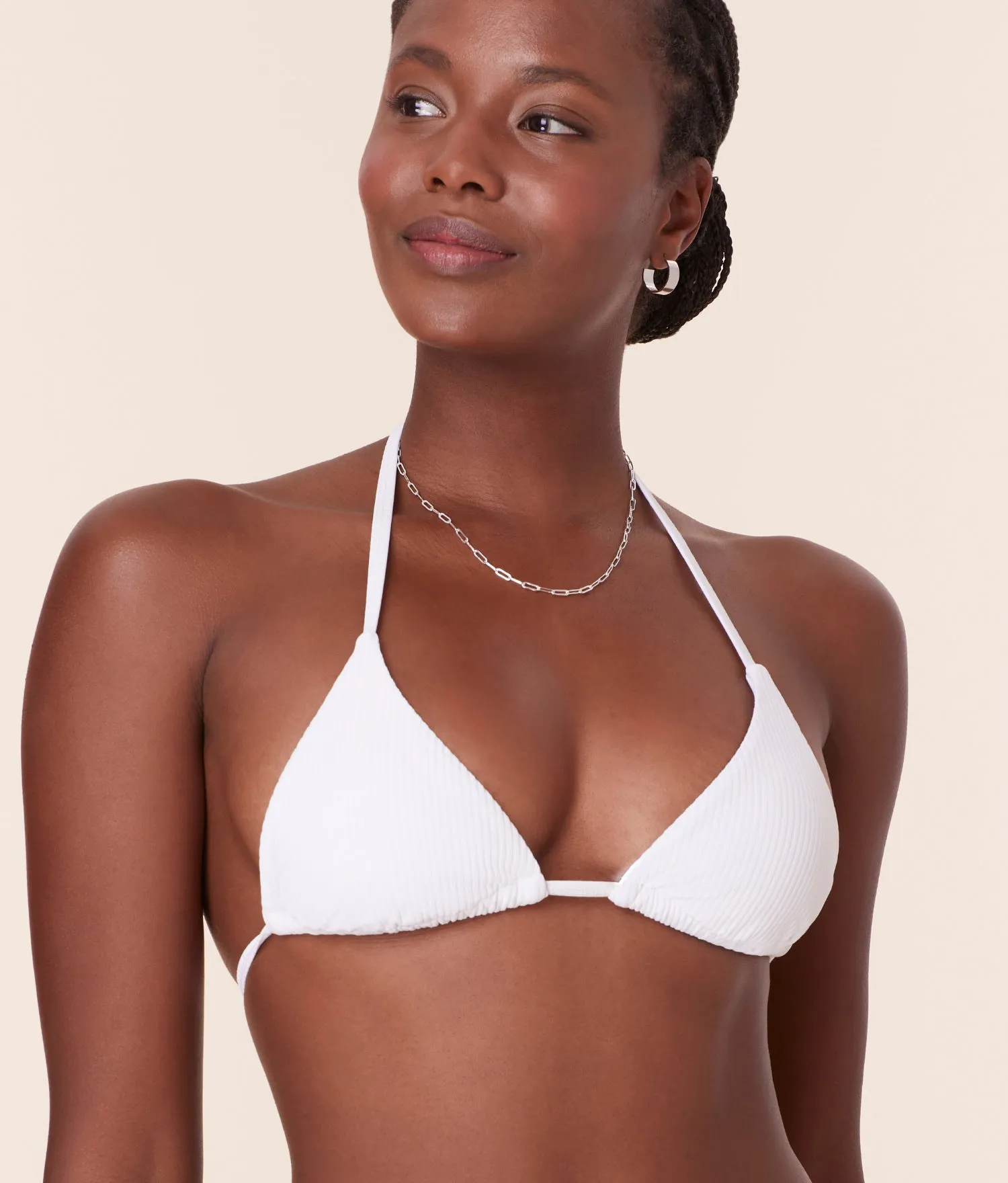 The String Bikini Top - Eco Ribbed - White