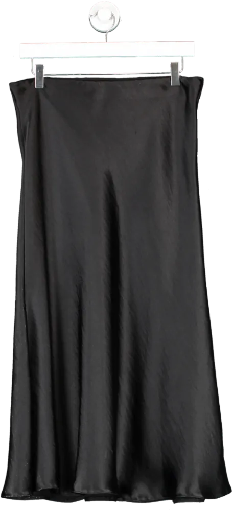 Threadbare Black Satin Slip Midi Skirt UK 12