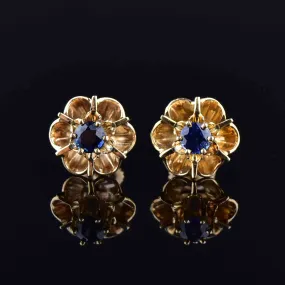 Vintage 14K Gold Buttercup Sapphire Stud Earrings