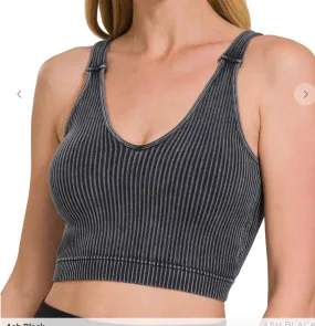 Washed Ribbed/Padded Tank (Few colors)