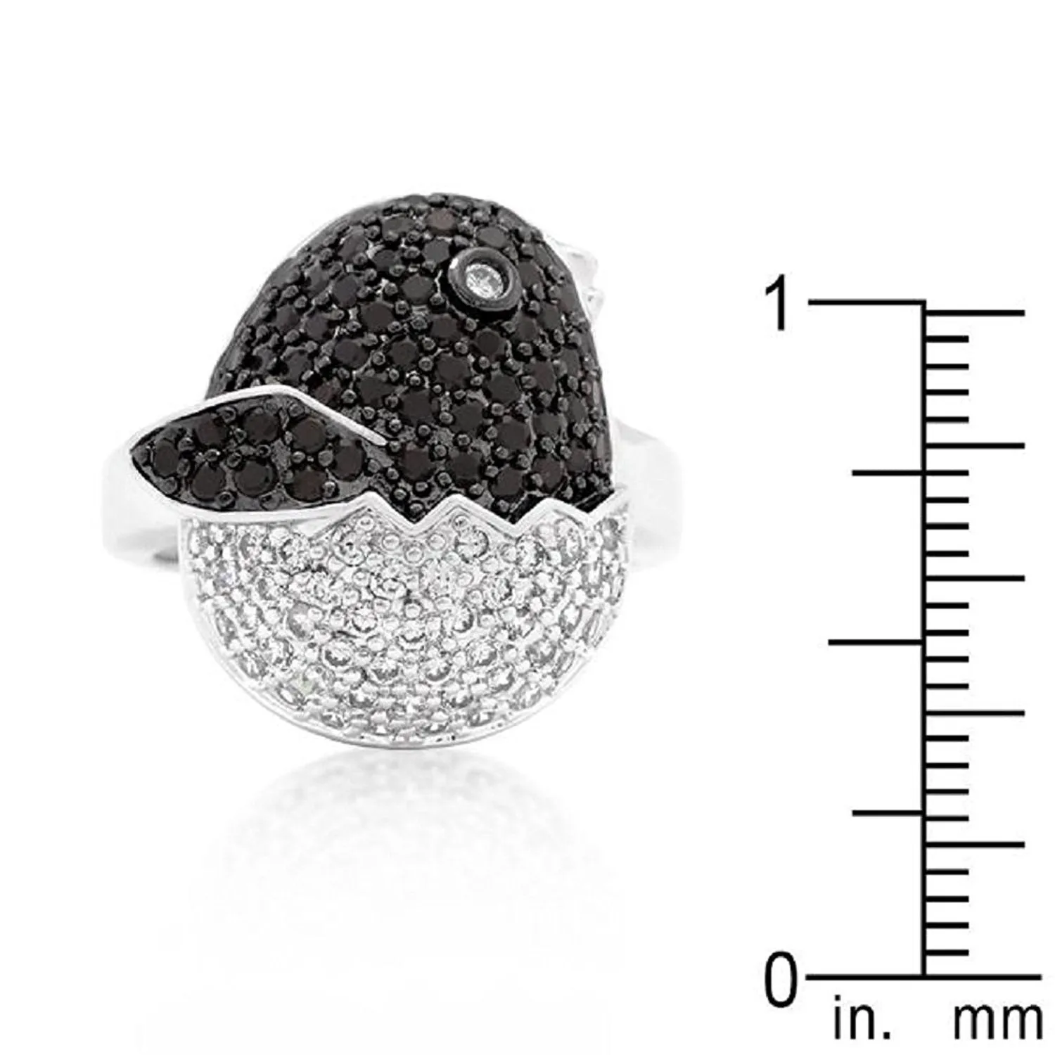 WildKlass Black and White Cubic Zirconia Baby Chick Ring