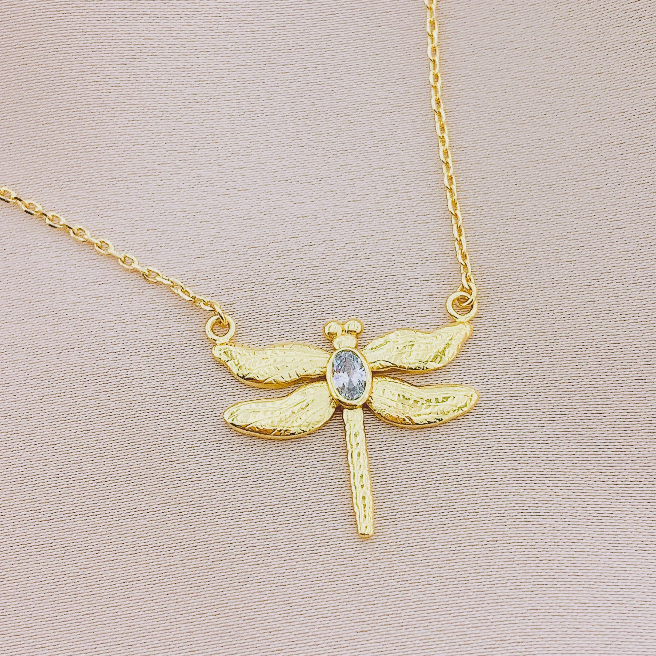 Women's CZ Dragonfly Pendant Necklace