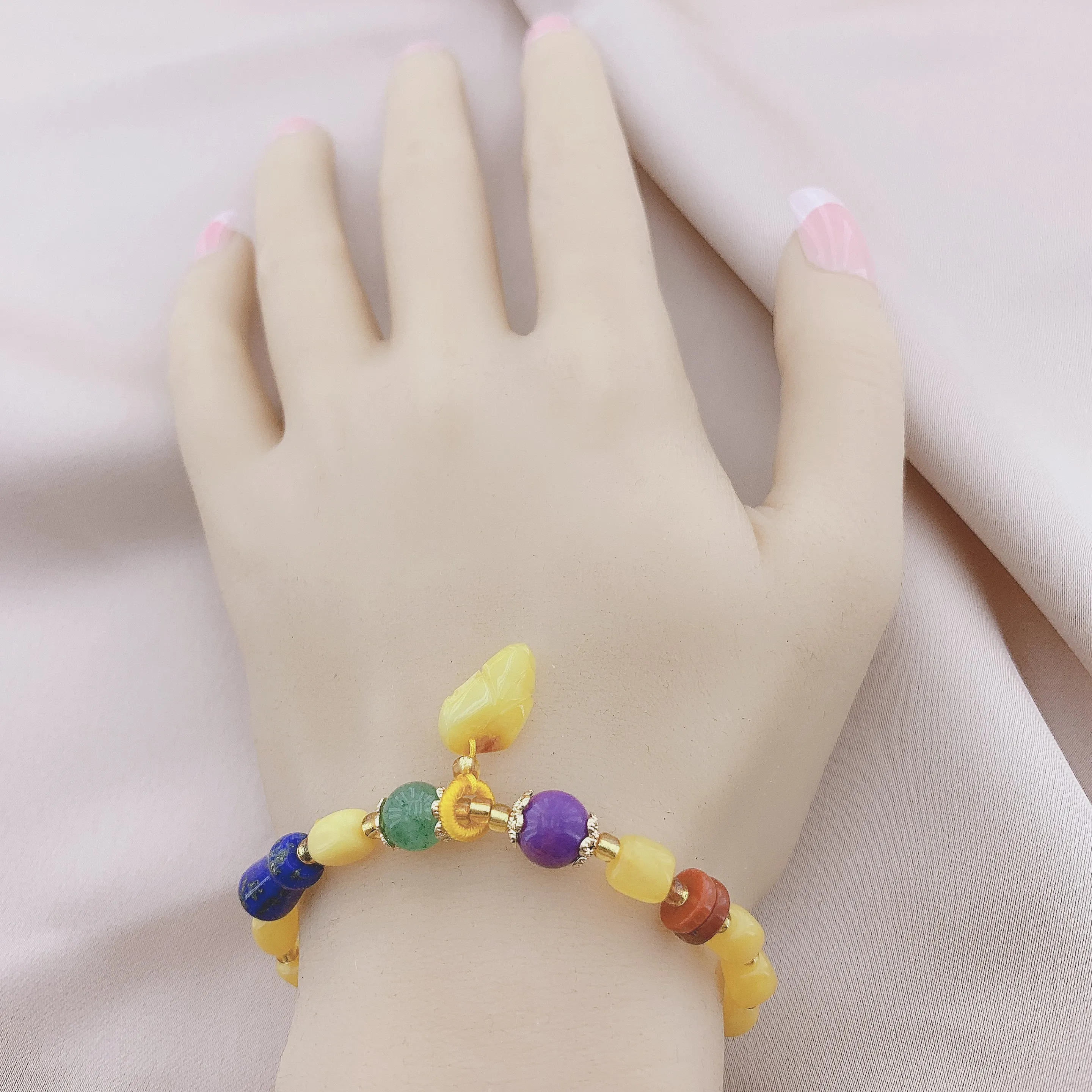 Women's Fashion Yellow noneystone Beads Gemstone Bracelet