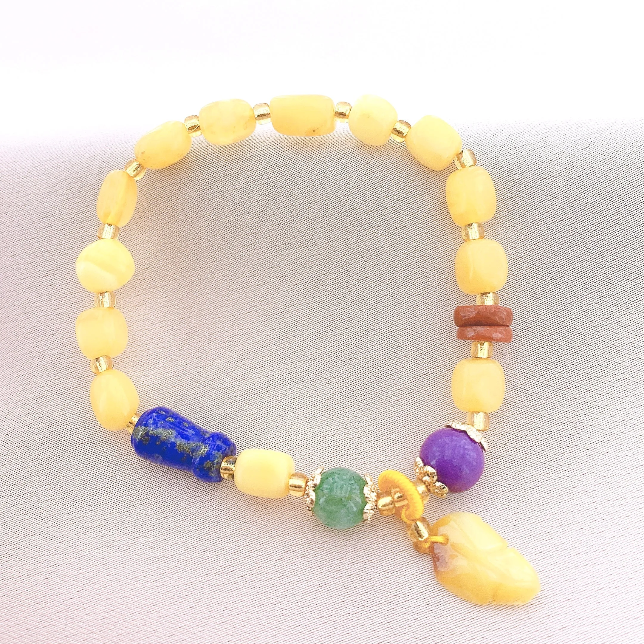 Women's Fashion Yellow noneystone Beads Gemstone Bracelet