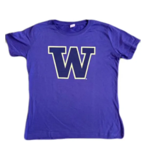 Womens Purple UW Crewneck Tee